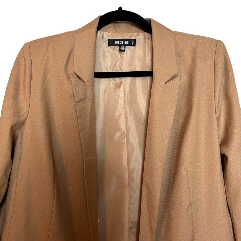 Missguided Oversized Boyfriend Camel Colored Fully Lined Open Front Blazer - Picture 10 of 15
